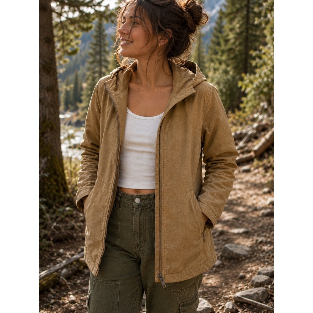 Patagonia Winds-Day Windproof Hooded Full Zip Parka Jacket Brown Women 8